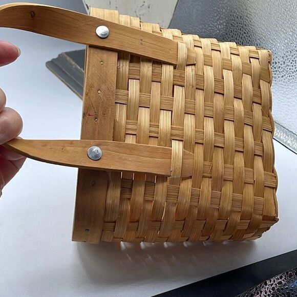 Vintage hand painted rooster basket wall pocket basket - Picture 6 of 11